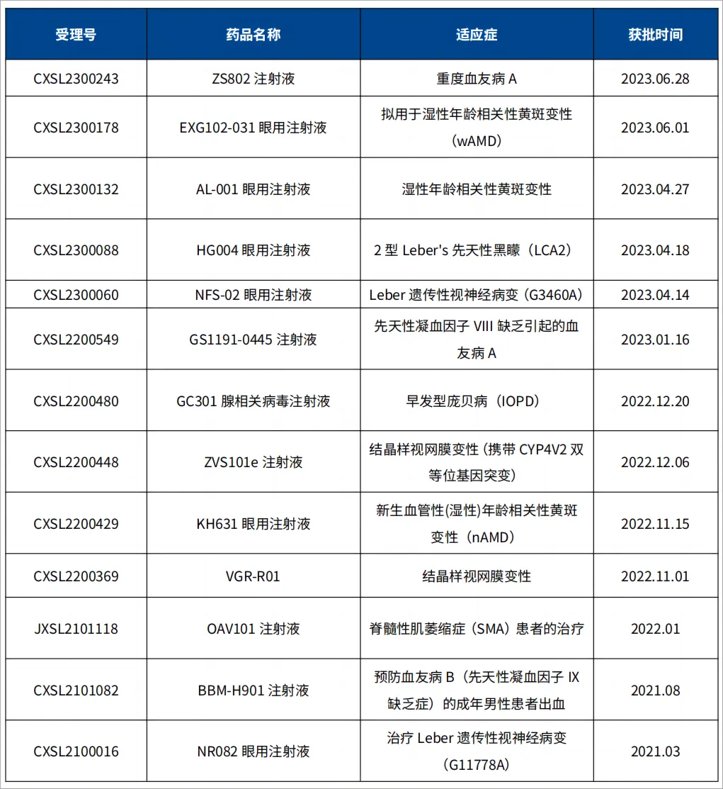 国内rAAV基因治疗